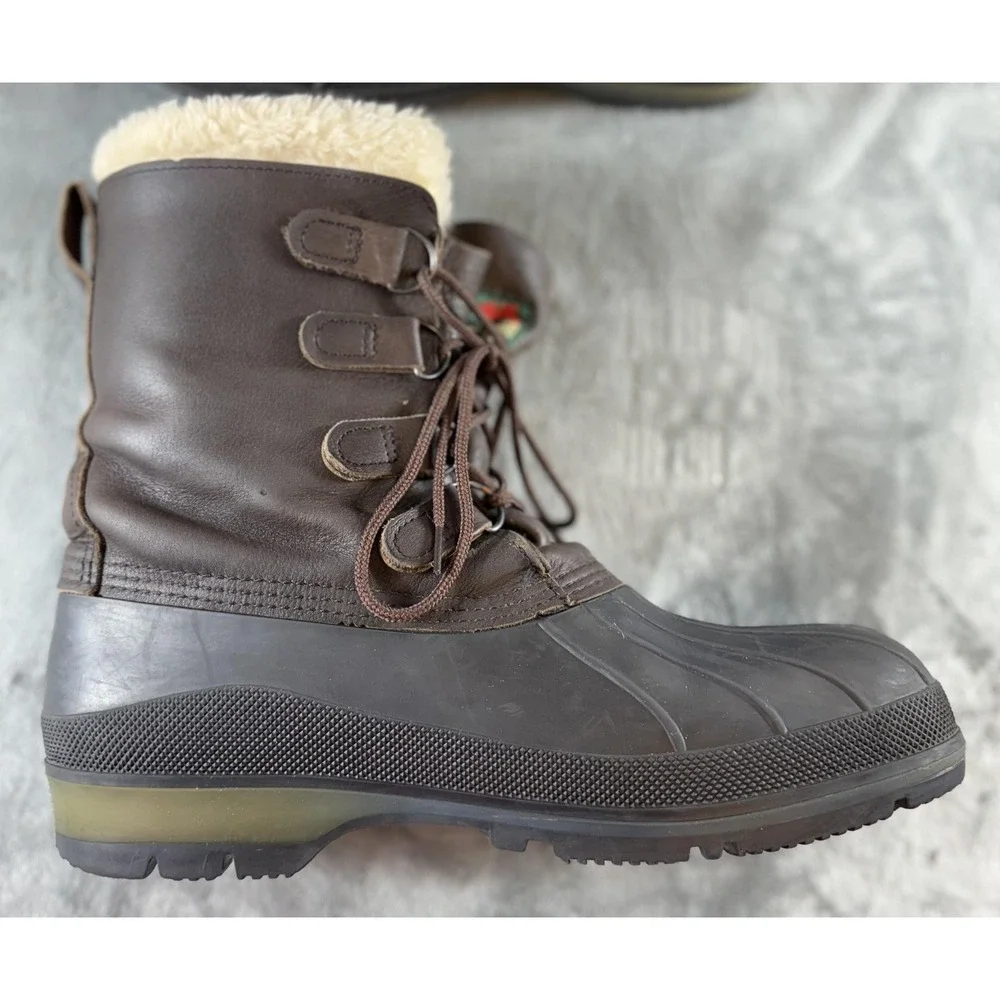 Baffin Winter Snow Boots Mens 11 Leather Waterproof Duck Insulated Faux Fur